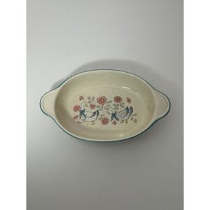 Vintage Country Geese Stoneware Au Gratin Baking Dish Made in Japan 9 Inch